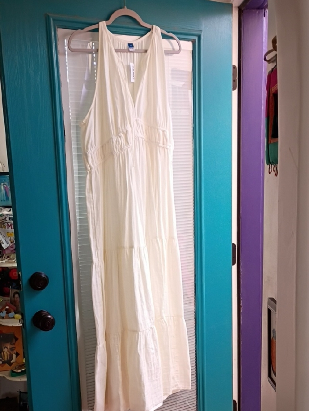 Old Navy Cream Halter Maxi Dress